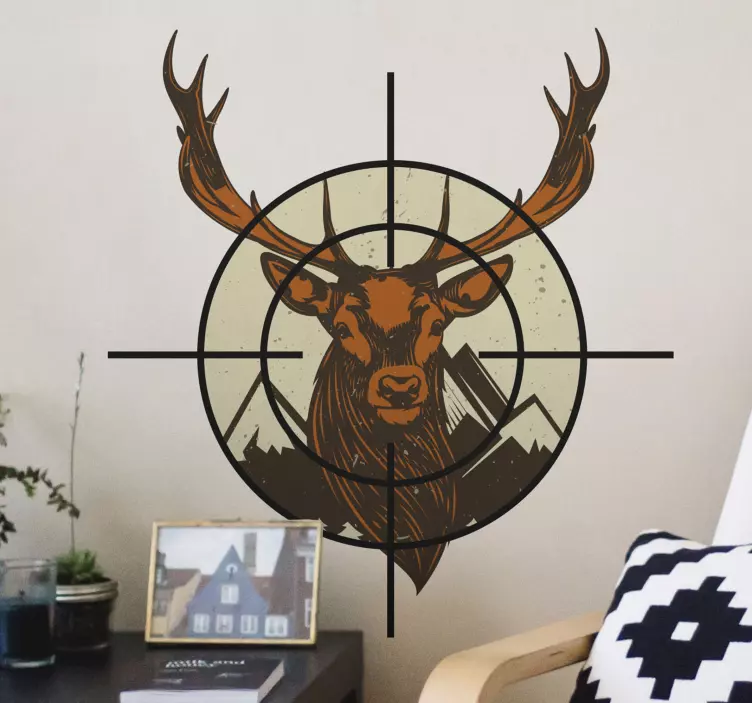 Deer in crossbow hunter animal wall decal - TenStickers