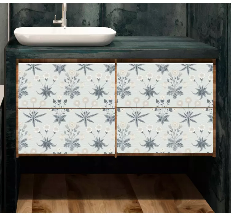 Delicate blue flowers furniture sticker - TenStickers