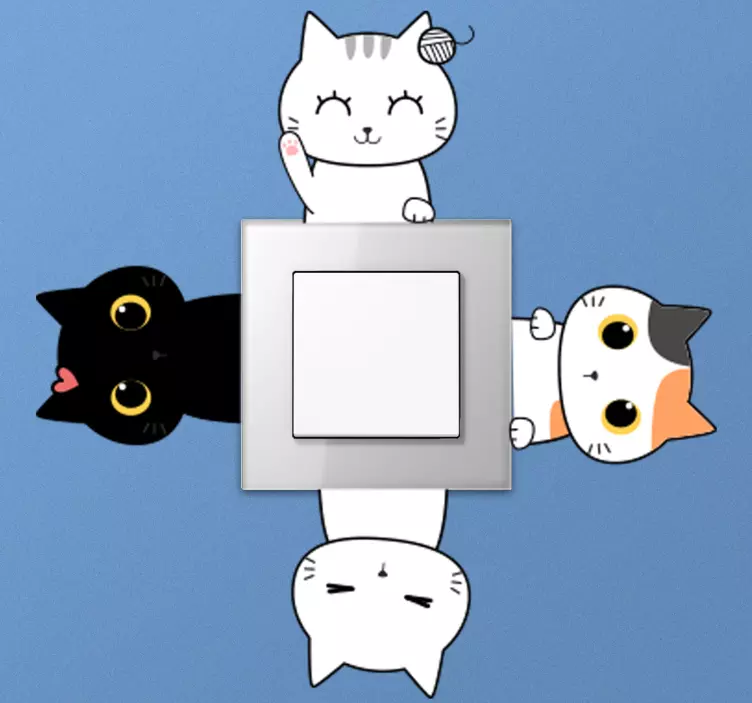 Different cat light switch sticker - TenStickers