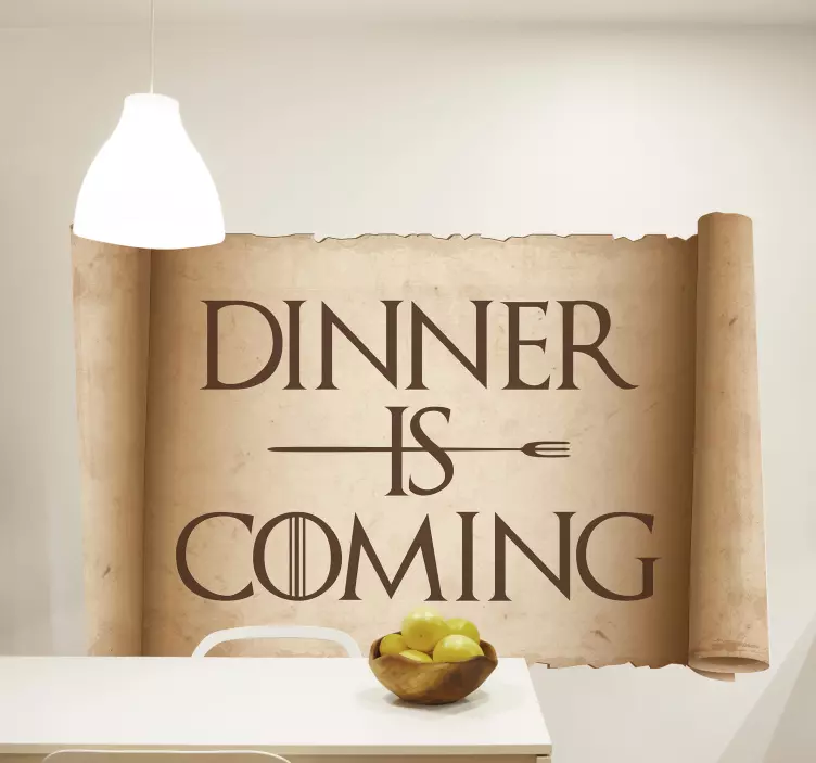 DINNER IS COMING quote sticker - TenStickers