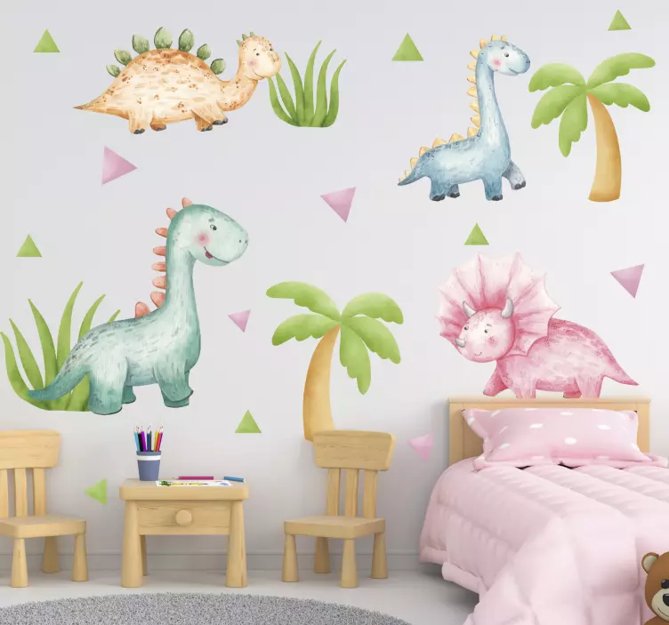 Dinosaur cute reptiles dinosaur wall sticker - TenStickers