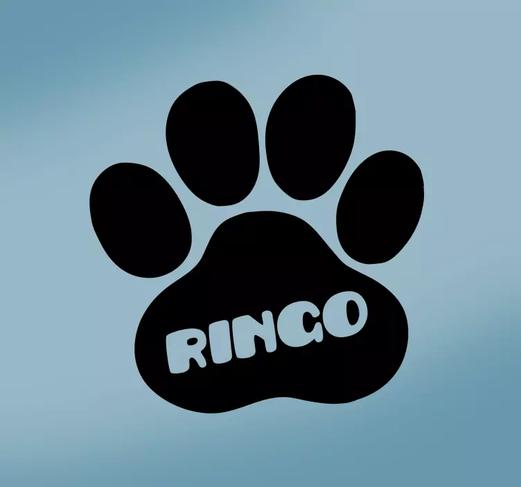 dog footprint with name wall sticker - TenStickers