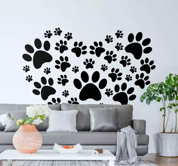 Dog paw heart cat sticker - TenStickers