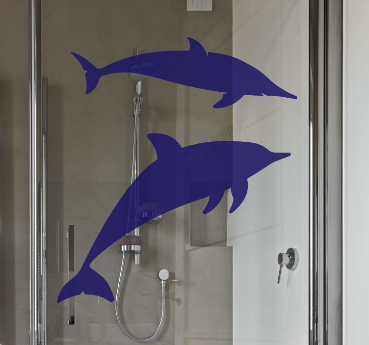 Dolphin  silhouette shower screen sticker - TenStickers