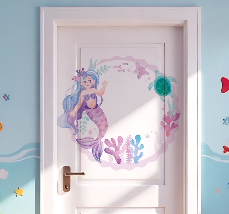 Door sticker mermaid for kids room - TenStickers