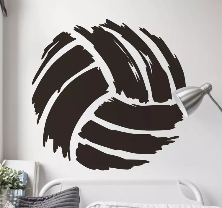 Drawing brush volleyball wall sticker - TenStickers