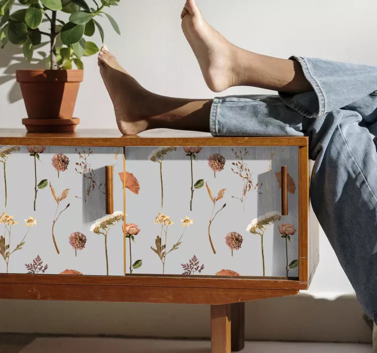 Dried flower leaf patterned furniture sticker - TenStickers