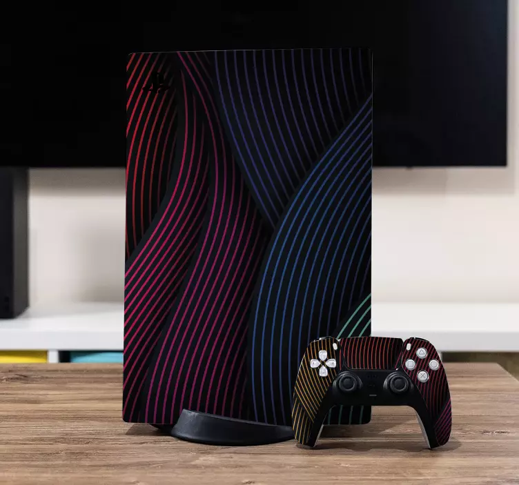 Dynamic wavy  colorful background PS5 sticker - TenStickers