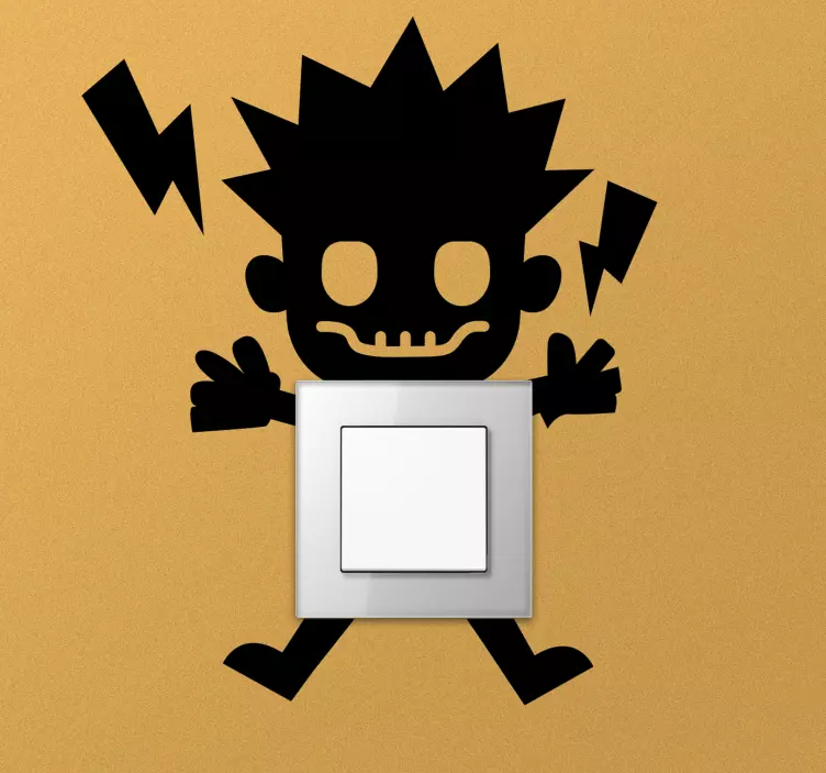 Electrocuted character light switch sticker - TenStickers