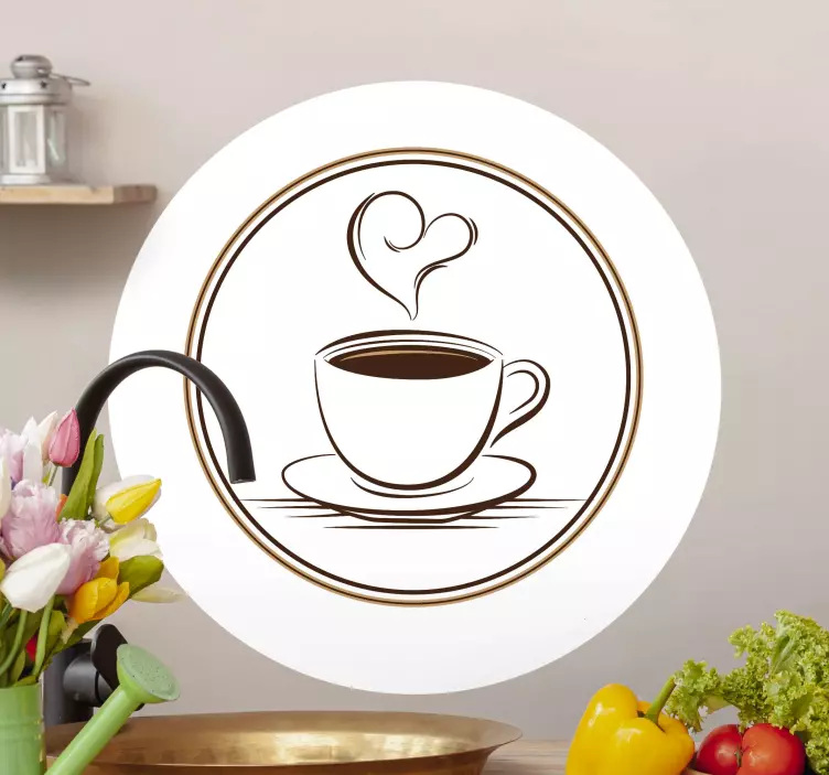 Elegant cup of coffee with heart service decal - TenStickers