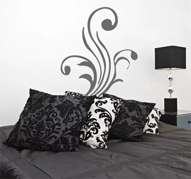 Elegant floral swirl headboard wall sticker - TenStickers