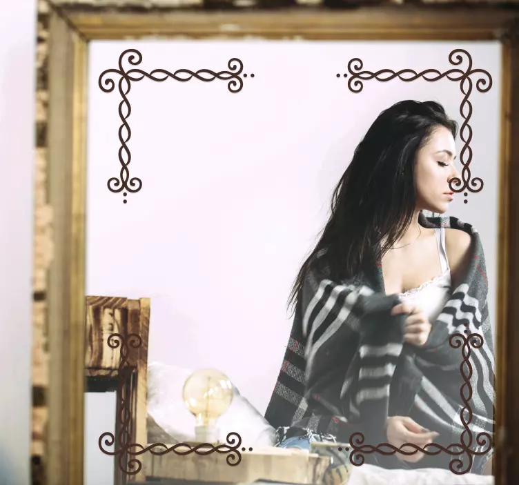 elegant geometric corners mirror sticker - TenStickers