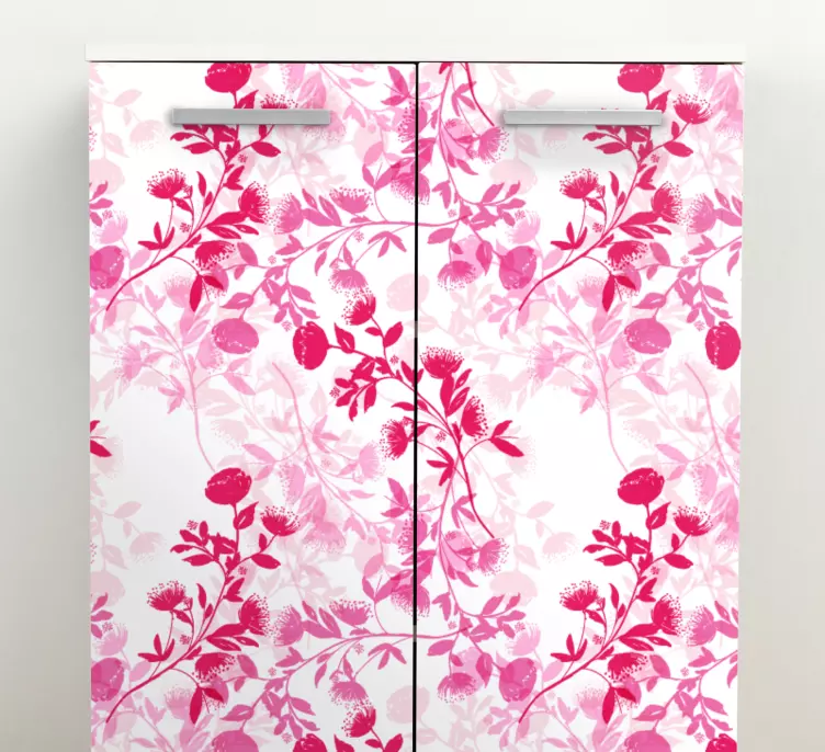 Elegant pink leaves patterns furniture decal - TenStickers