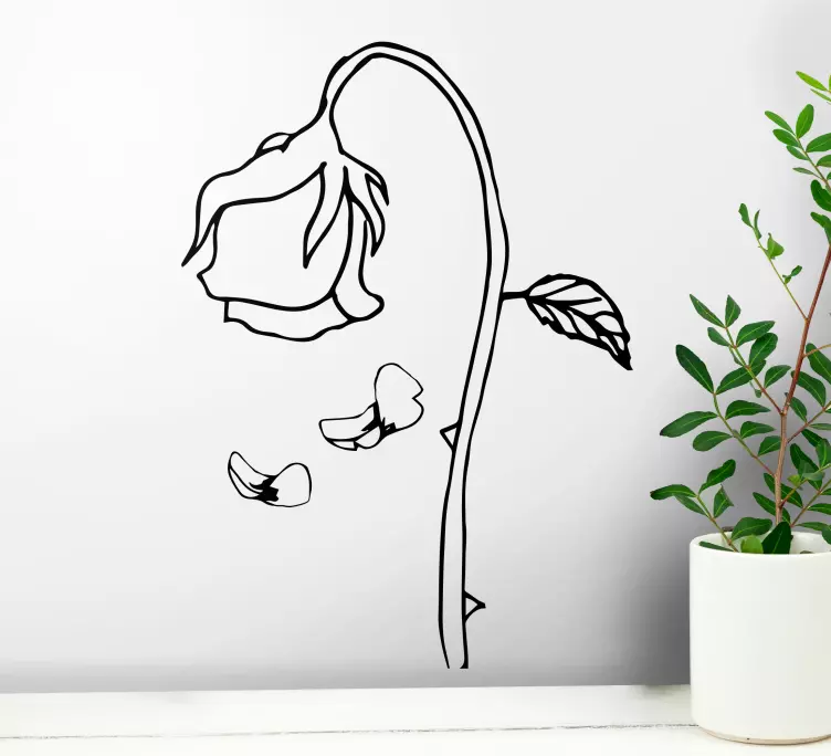 Elegant Rose Outline living room wall sticker - TenStickers
