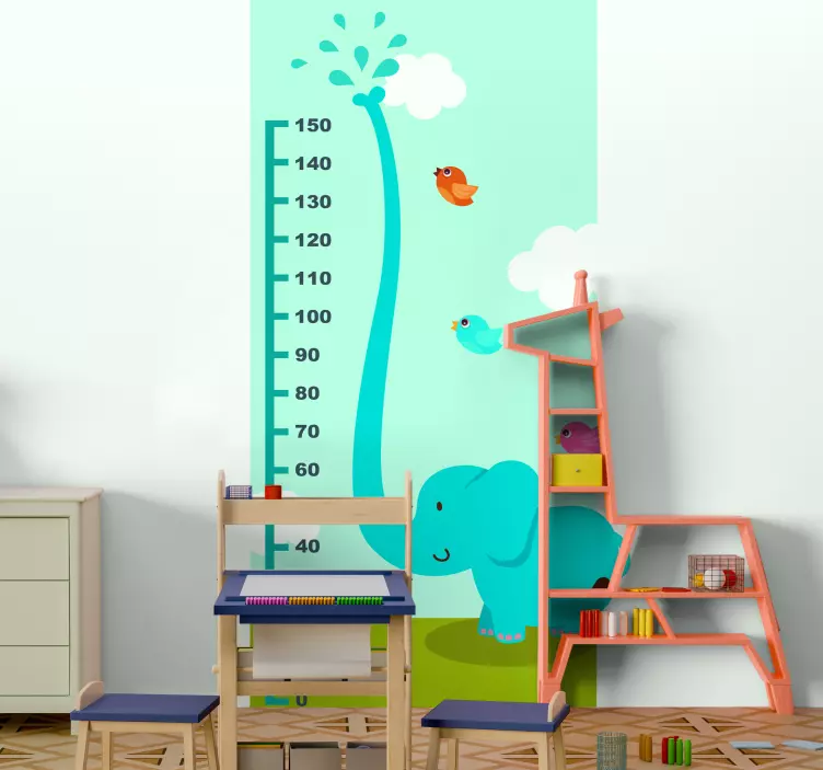Elephant height chart wall sticker - TenStickers