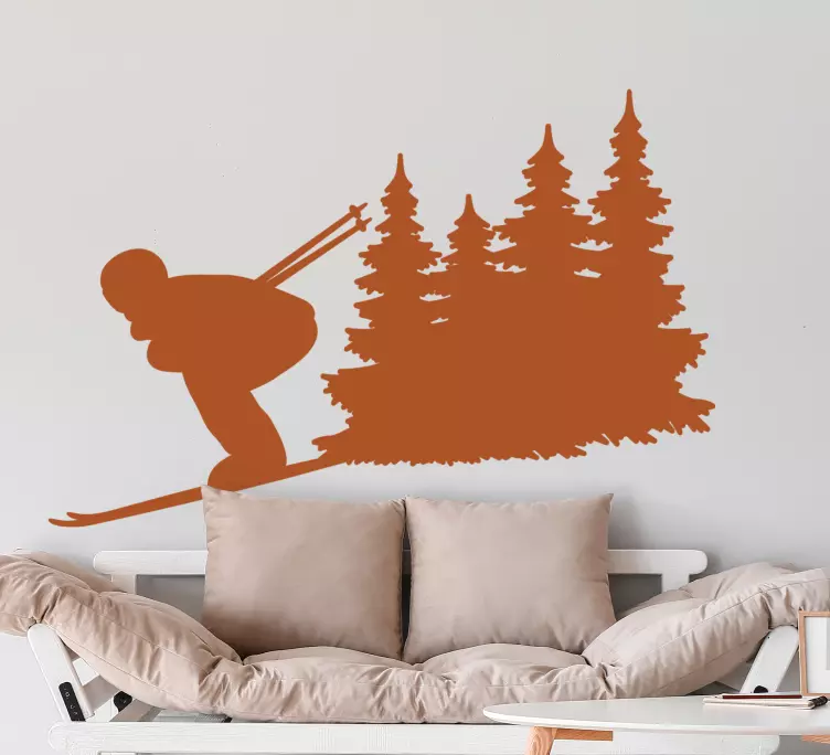 Extreme sports sticker skiing adventure scene - TenStickers