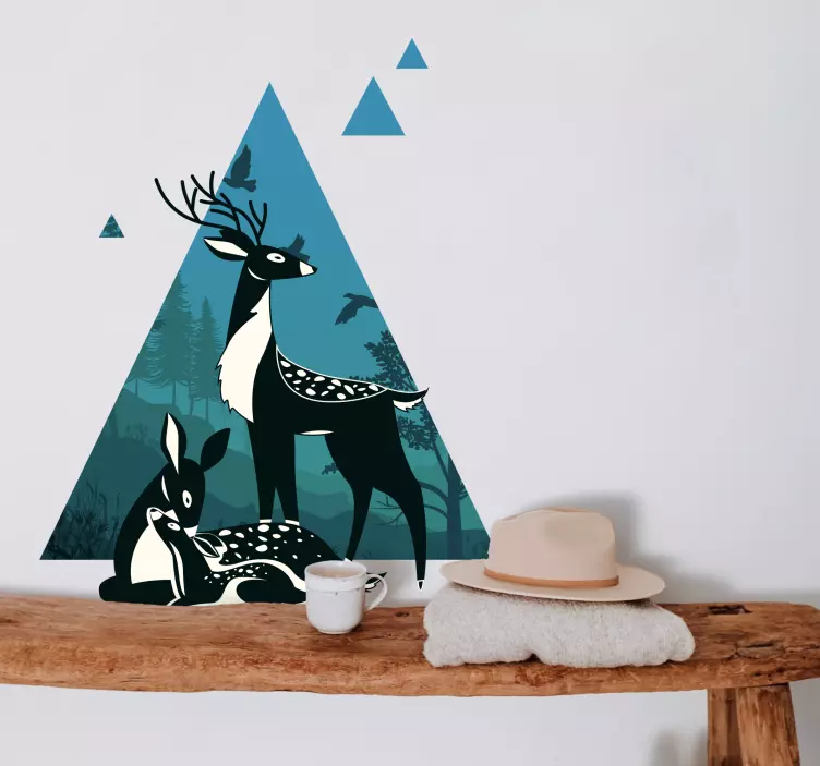 Family deer with landscape animal wall sticker - TenStickers