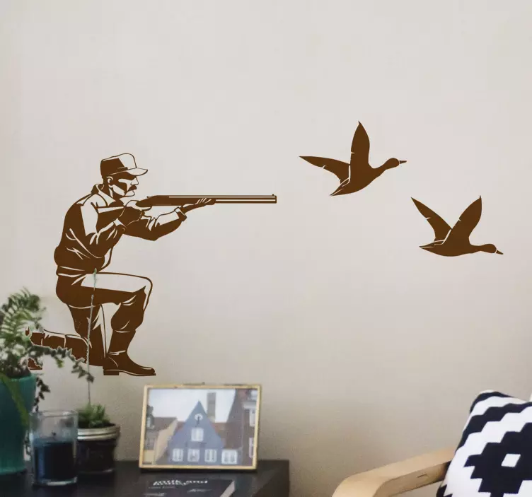 Farm animal wall sticker hunter with birds - TenStickers