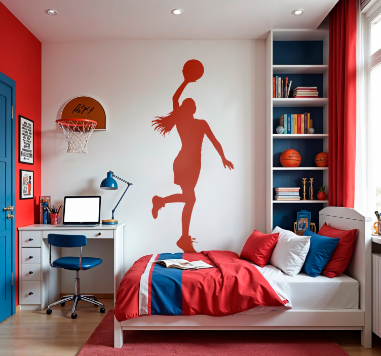 Female player basketball wall sticker - TenStickers