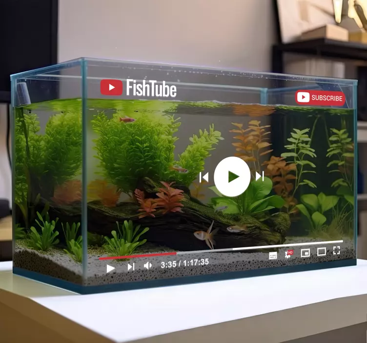 fish bowl player fish wall sticker - TenStickers