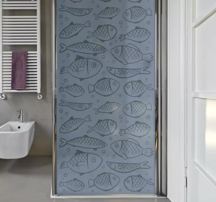 Fish in water shower screen sticker - TenStickers