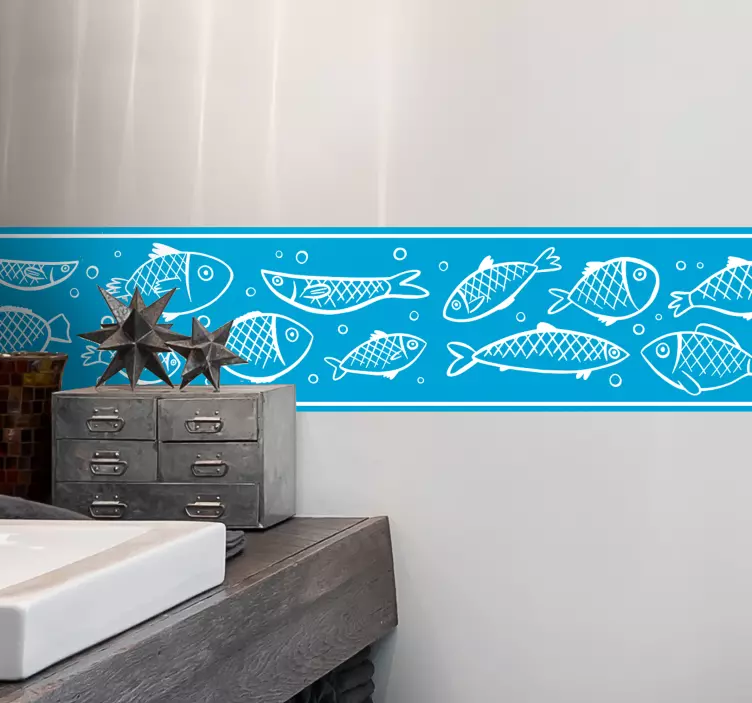 Fish swimming wall border sticker - TenStickers