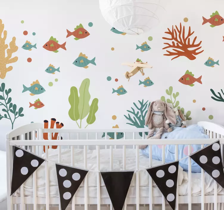 Fish wall sticker vibrant aquatic scene - TenStickers