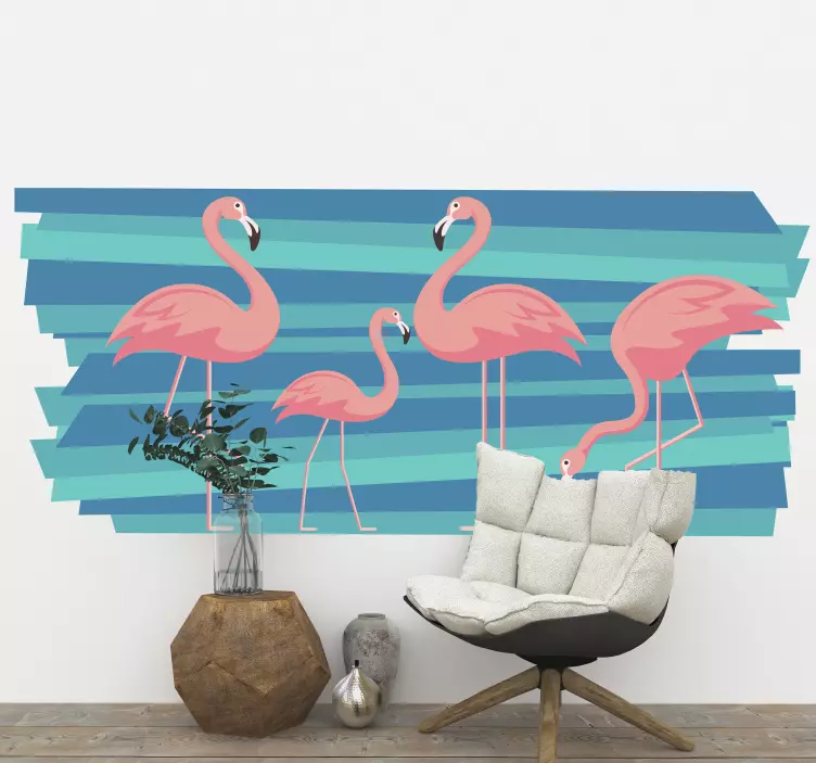 Flamingo Family Scene bird wall sticker - TenStickers