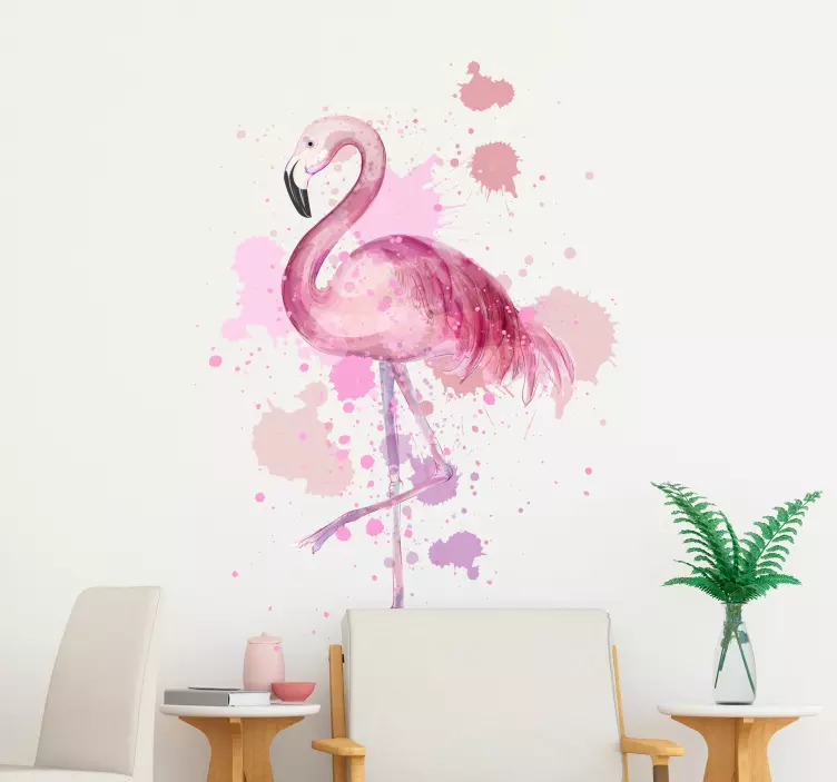 Flamingo Painting Wall Art Sticker - TenStickers