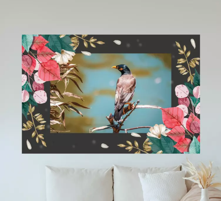 Floral and brown wall stickers for living room - TenStickers