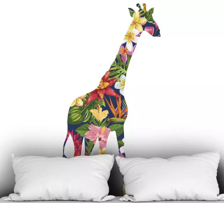 Floral giraffe wild animal decal - TenStickers
