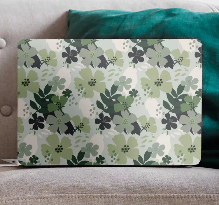 Green floral print laptop skin - TenStickers