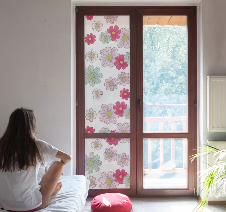 Floral window adhesive daisies - TenStickers