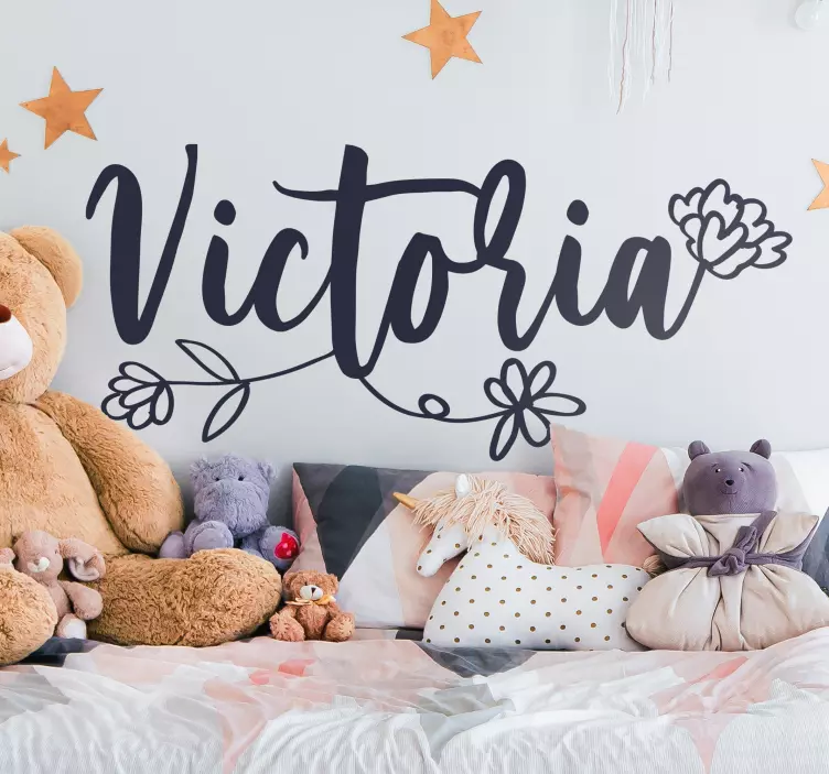 Customisable flower headboard illustration sticker - TenStickers