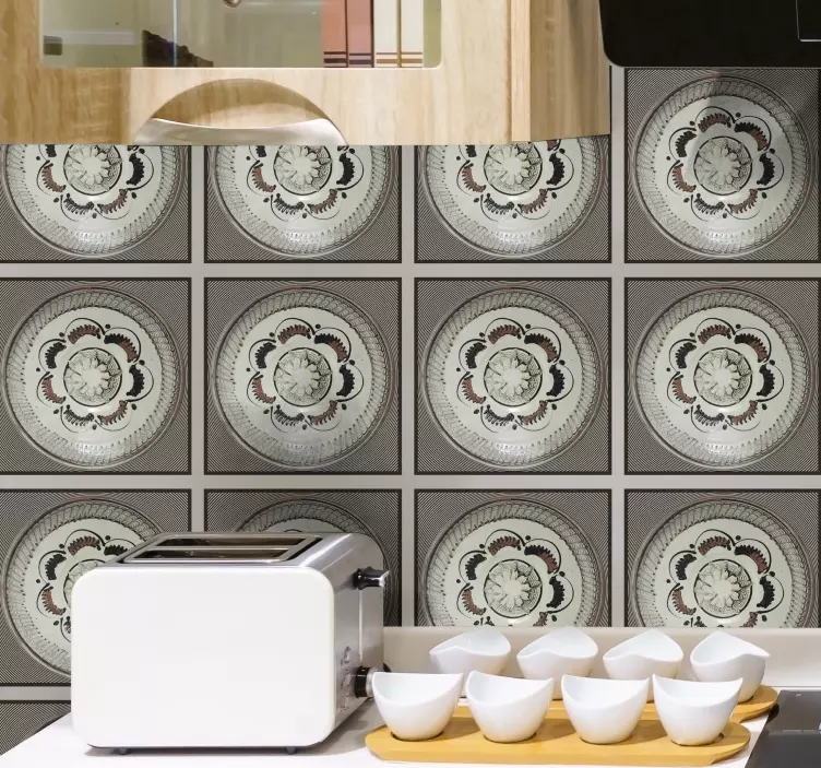 Flower horezu tile vinyl decal - TenStickers