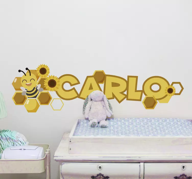 Flower with named bee Kids Bedroom Wall Sticker - TenStickers