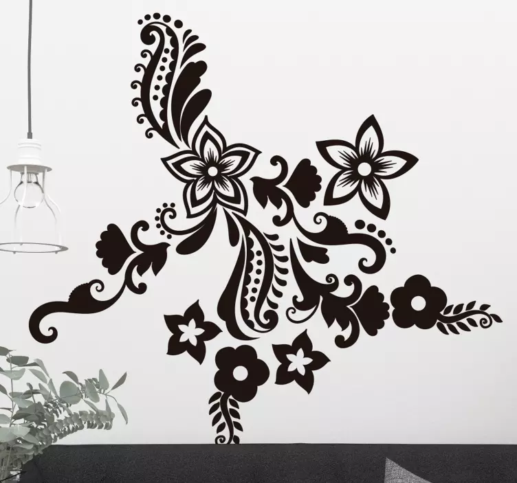 Flowers and spirals floral wall sticker - TenStickers