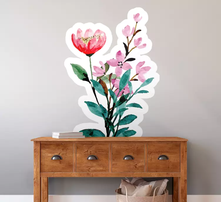 Flowers on a white background decal - TenStickers