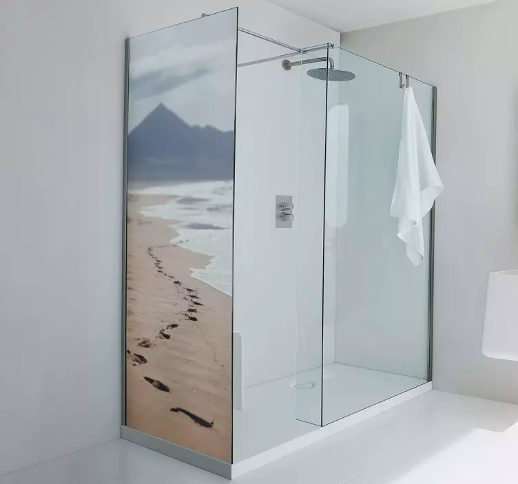 Footprint on the beach  shower screen sticker - TenStickers