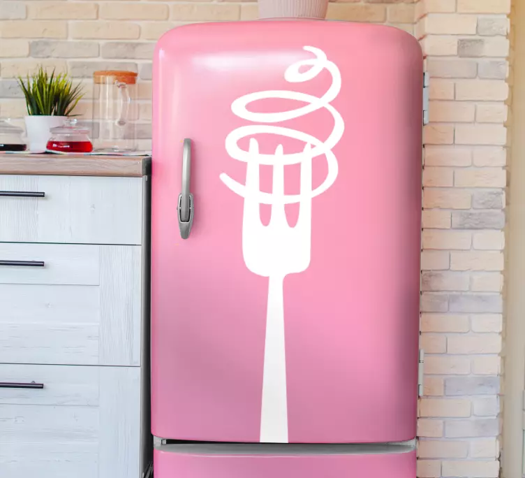 Fork with spaghetti monocolor fridge sticker - TenStickers