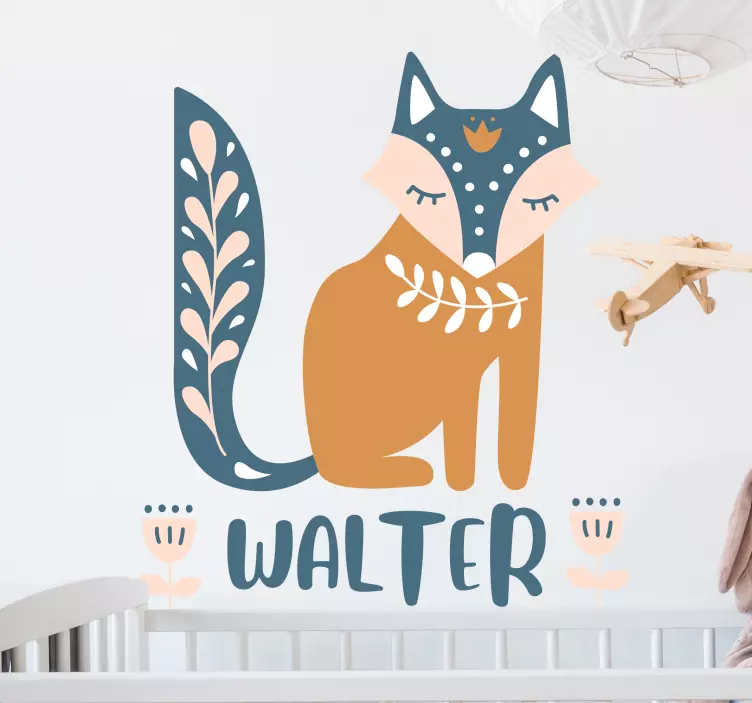 Fox character illustration wall sticker - TenStickers