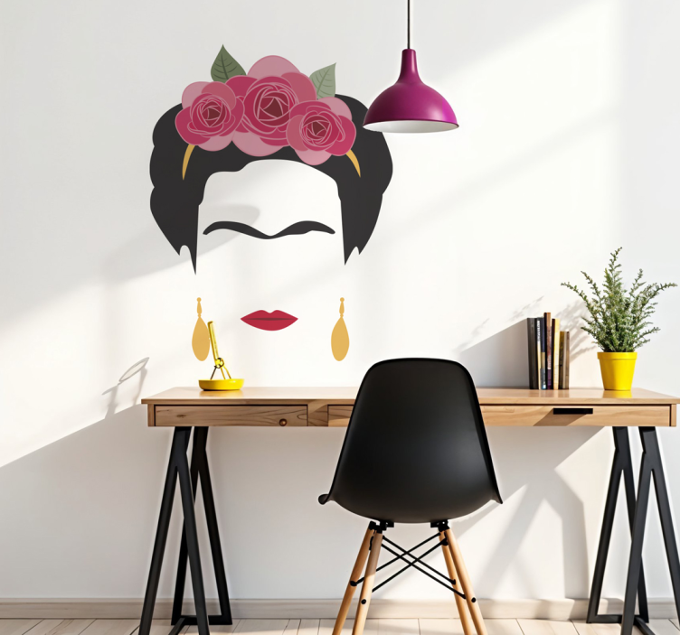 Frida Kahlo minimalist portrait wall sticker - TenStickers