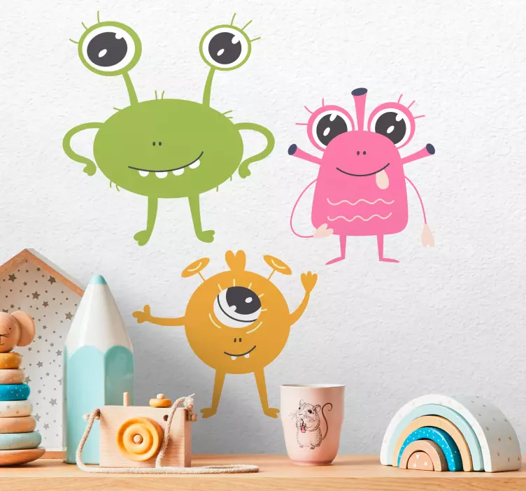 Friendly Colorful Monsters wall stickers for kid - TenStickers