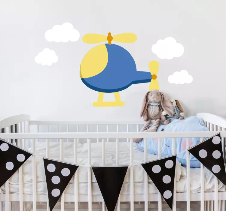 Friendly Helicopter Kids Sticker - TenStickers