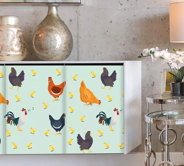 Funny chickens pattern furniture decal - TenStickers