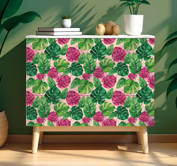 Furniture sticker colorful tropical leaves - TenStickers