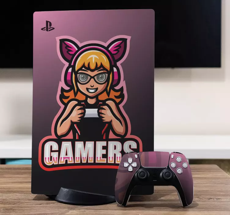Gamer girl art wall sticker - TenStickers