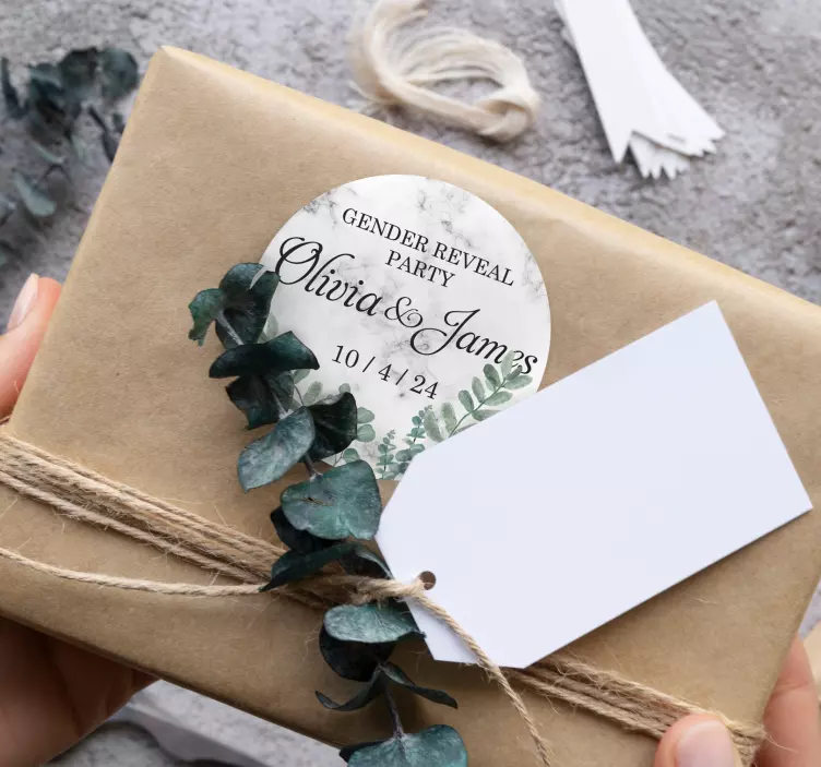 gender reveal party marble  custom sticker - TenStickers