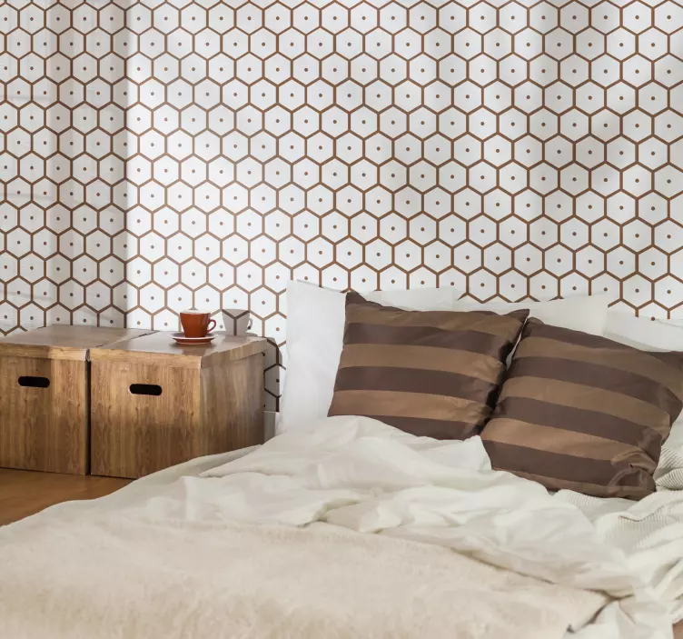 Geometric honeycomb bees headboard sticker - TenStickers