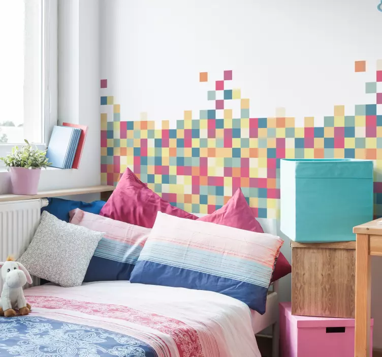 Mosaic cubes shapes headboard decal - TenStickers